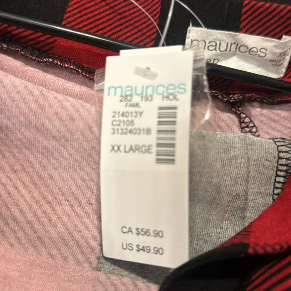 Maurices Red and Black Buffalo Plaid Pajama Set Size XXL NWT - Picture 13 of 13